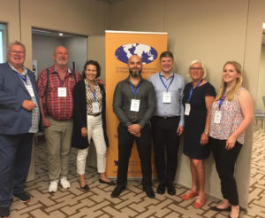 Pohjoismaiset edustajat IFPA:n kokouksessa Barcelonassa heinäkuussa 2019. Mukana myös Psoriasisliiton Sonja Bäckman ja Hanna Karhunen.