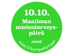 Vihreä MIELI ry:n Maailman mielenterveyspäivän 10.10. merkki