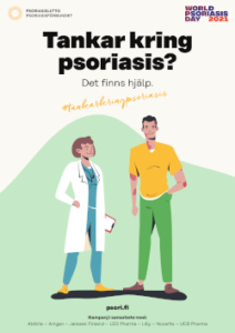 Poster: Tankar kring psoriasis? Det finns hjälp. #tankarkringpsoriasis.