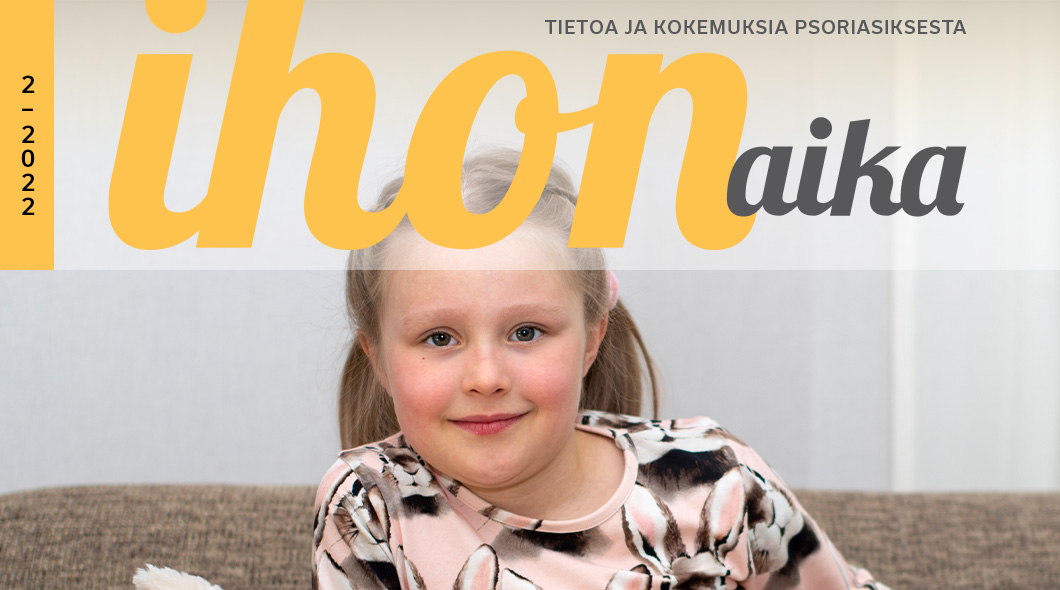 Ihon aika -lehden 2/22 kannen yläosa, jossa näkyy 7-vuotias Ilona Kivikoski.