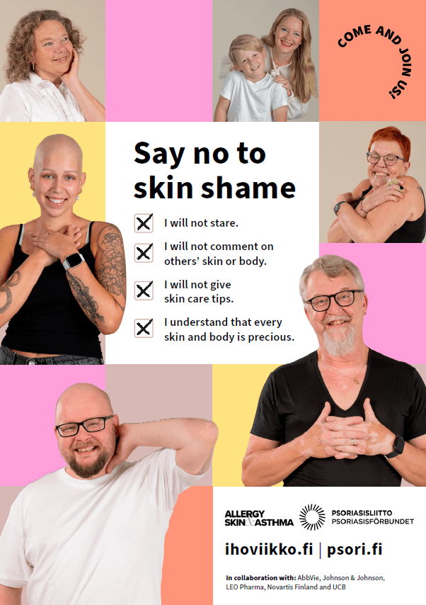 Say no to skin shame: I will not stare. I will not comment on others' skin or body. I will not give skin care tips. I understand that every skin and body is precious.